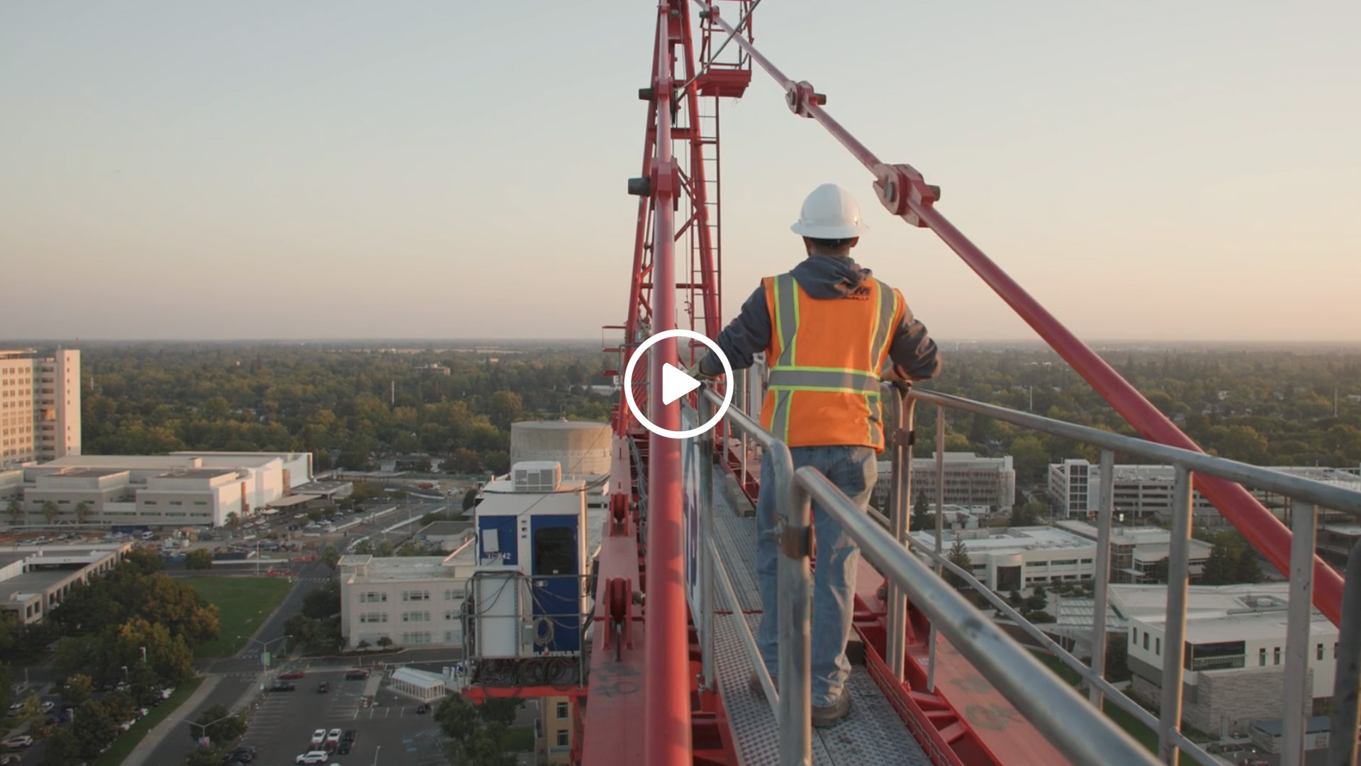 This thumbnail image is of a man on a tower crane wearing PPE. It links to a film called Wrestling Gravity.